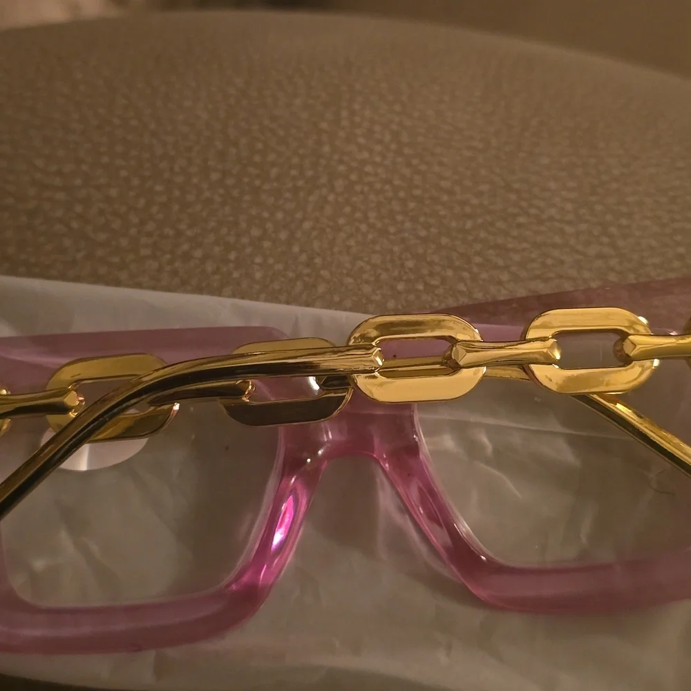 Pink and Gold Square Glasses(Readers)+4.00 - Picture 3 of 4